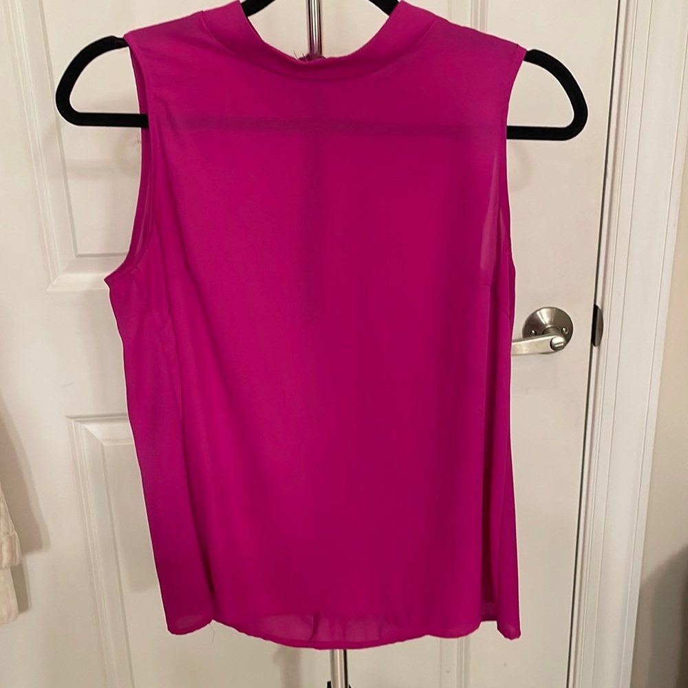 Hot Pink Semi Sheer Mockneck Top